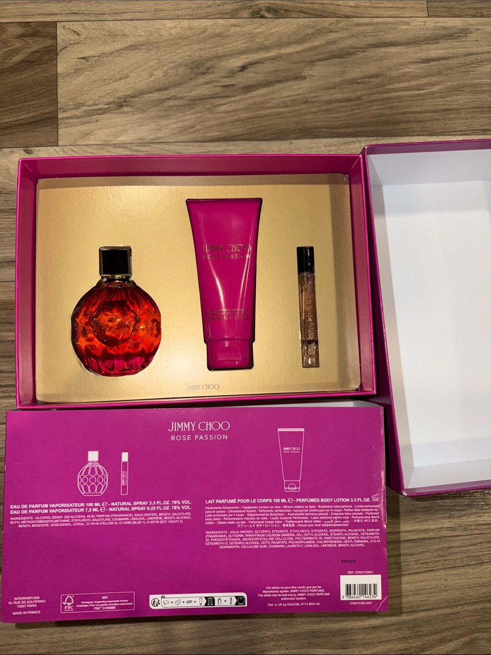 Jimmy Choo Bath & Body Gift Set in Bright Pink with Gold Accents